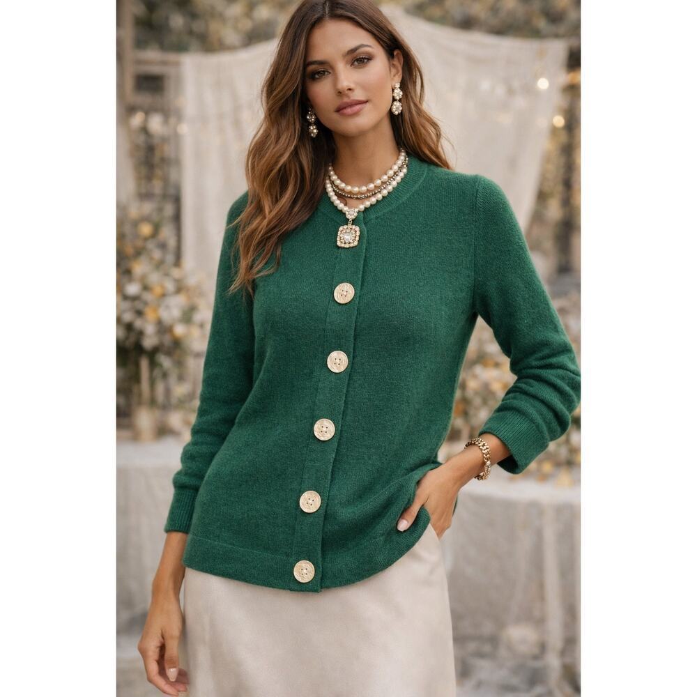 Banana Republic VINTAGE Wool/Angora Long Sleeve Cardigan Green Women's Medium